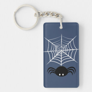 Spooky Halloween Spider Illustration Key Ring