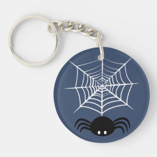 Spooky Halloween Spider Illustration Key Ring