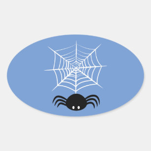 Spooky Halloween Spider Illustration Oval Sticker