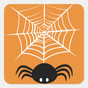 Spooky Halloween Spider Illustration Square Sticker
