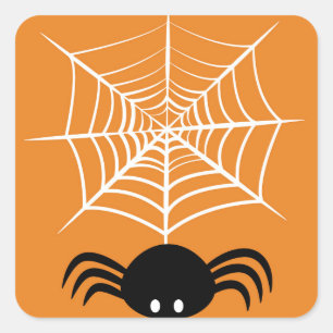Spooky Halloween Spider Illustration Square Sticker