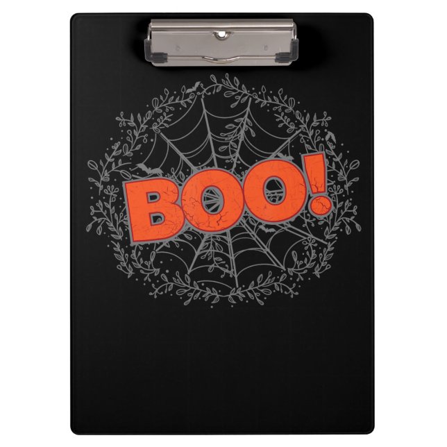 Spooky Halloween Spider Web Boo Gift Idea Clipboard (Front)