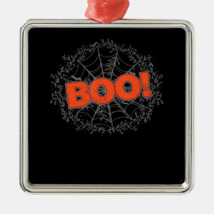 Spooky Halloween Spider Web Boo Gift Idea Metal Ornament