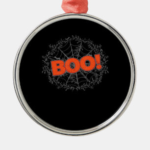 Spooky Halloween Spider Web Boo Gift Idea Metal Ornament