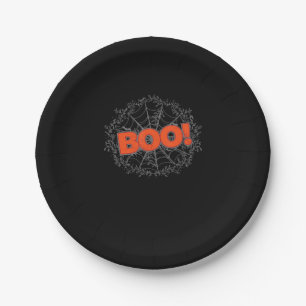 Spooky Halloween Spider Web Boo Gift Idea Paper Plate