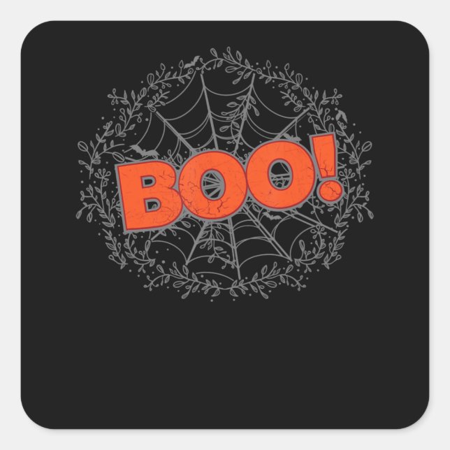 Spooky Halloween Spider Web Boo Gift Idea Square Sticker (Front)