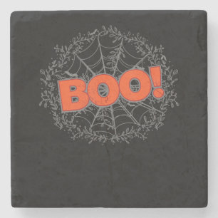 Spooky Halloween Spider Web Boo Gift Idea Stone Coaster