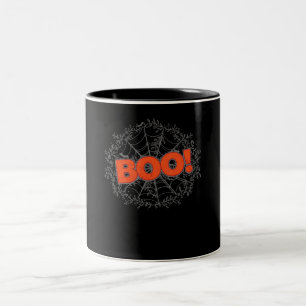 Spooky Halloween Spider Web Boo Gift Idea Two-Tone Coffee Mug