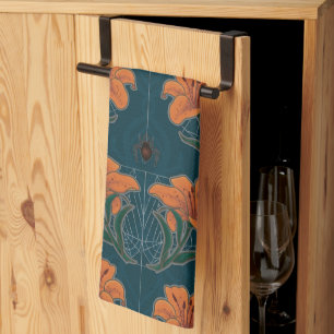 Spooky Halloween Spiders & Lily Victorian Vintage Tea Towel