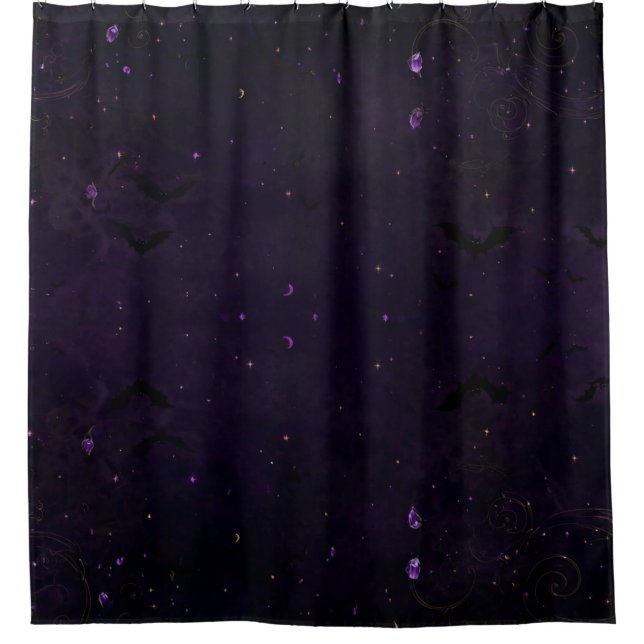 Spooky Halloween Spiderweb Pattern Shower Curtain (Front)
