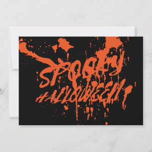 Spooky Halloween Splash Retro Red Orange Horror Holiday Card