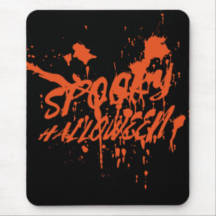 Spooky Halloween Splash Retro Red Orange Horror Mouse Pad