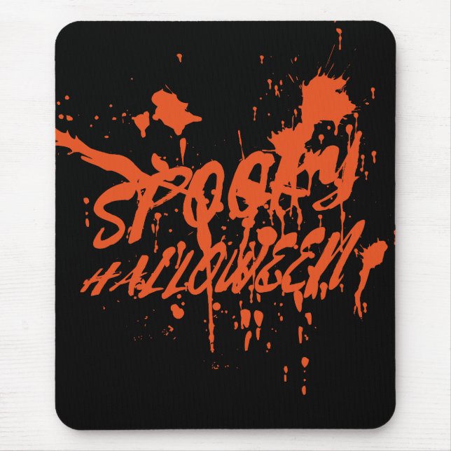 Spooky Halloween Splash Retro Red Orange Horror Mouse Pad (Front)