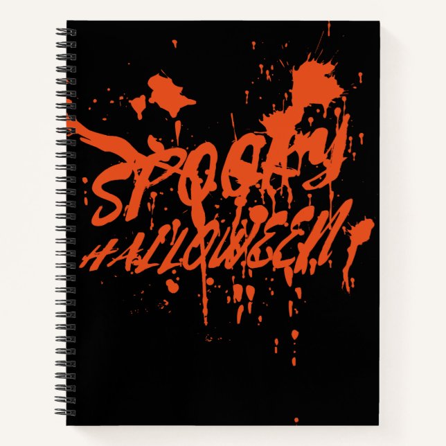Spooky Halloween Splash Retro Red Orange Horror Notebook (Front)