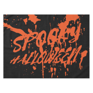 Spooky Halloween Splash Retro Red Orange Horror Tablecloth