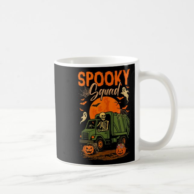 Spooky Halloween Squad Skeleton Driving Garbage Tr Coffee Mug (Right)