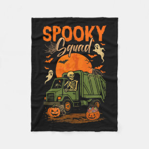 Spooky Halloween Squad Skeleton Driving Garbage Tr Fleece Blanket