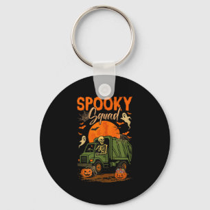 Spooky Halloween Squad Skeleton Driving Garbage Tr Key Ring