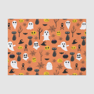 Spooky Halloween symbols classic colours pattern Tissue Paper