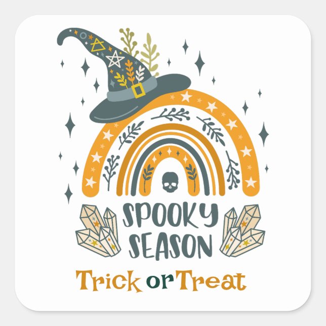 Spooky Halloween symbols pattern Square Sticker (Front)