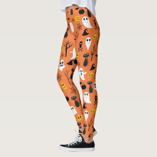 Spooky Halloween symbols seamless pattern Leggings