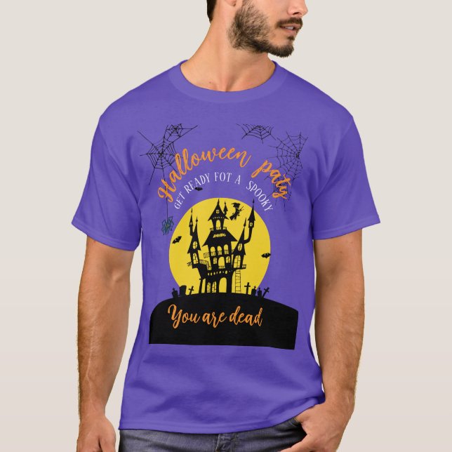 Spooky Halloween T-Shirt – Haunted House & Ghostly (Front)