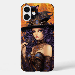 SPOOKY HALLOWEEN TAROT CARD WOMAN & BLACK CAT iPhone 16 PLUS CASE