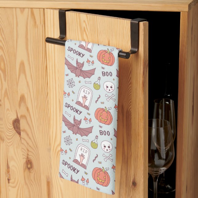Spooky Halloween Tea Towel (Thirds Fold)