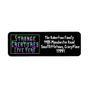 Spooky Halloween Theme Neon Gradient on Black Return Address Label