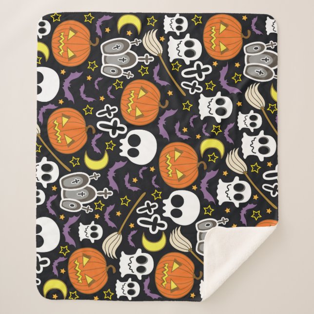 Spooky Halloween: Themed Background Design. Sherpa Blanket (Front)