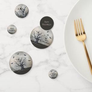 Spooky Halloween Tree with Raven and Bats Confetti