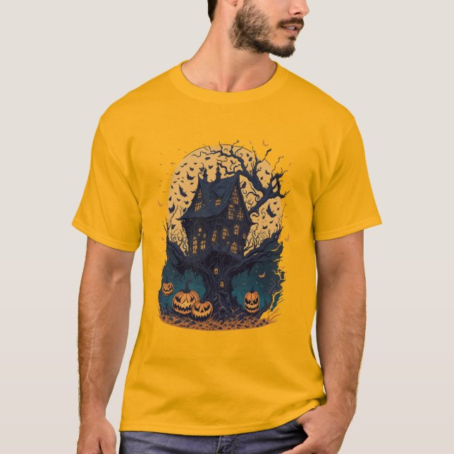 Spooky Halloween Treehouse Men's T-Shirt (Front)