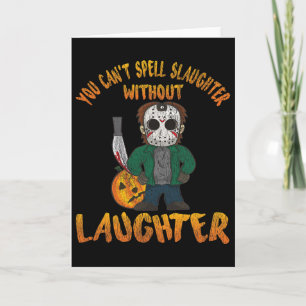 Spooky Halloween Trick Or Treat Funny Hockey Mask Card
