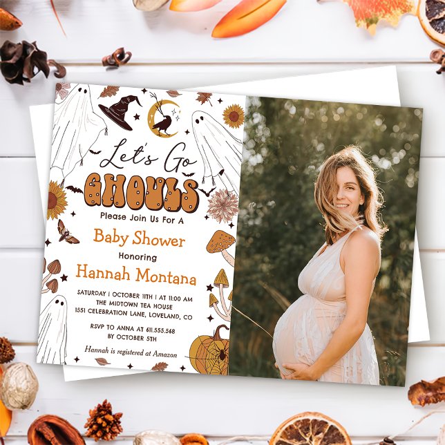 Spooky Halloween Vintage Baby Shower Party Photo  Invitation (Creator Uploaded)