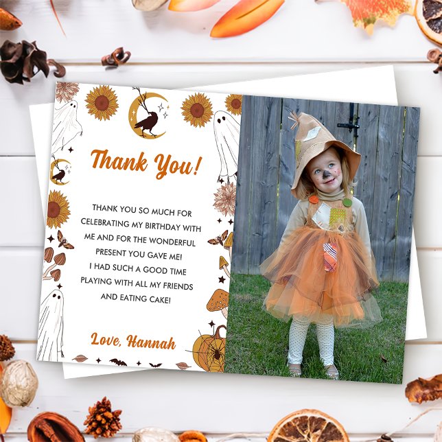 Spooky Halloween Vintage Photo Thank You Card (Creator Uploaded)