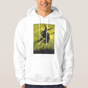 Spooky Halloween Witch Flying on Broomstick Hoodie