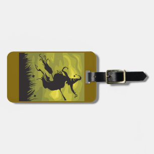 Spooky Halloween Witch Flying on Broomstick Luggage Tag