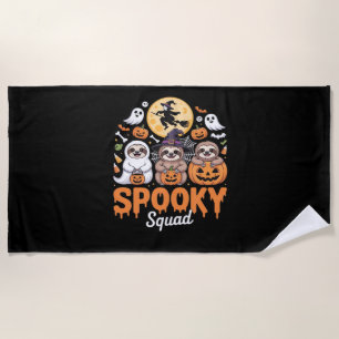 Spooky Halloween Witch Funny Horror Sloths Essenti Beach Towel