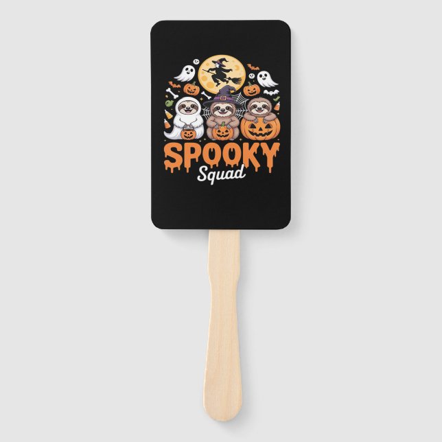 Spooky Halloween Witch Funny Horror Sloths Essenti Hand Fan (Front)