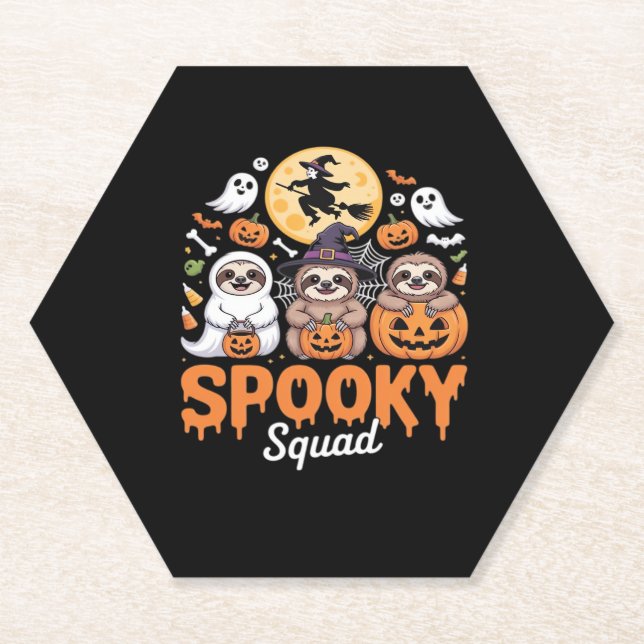 Spooky Halloween Witch Funny Horror Sloths Essenti Paper Coaster (Front)