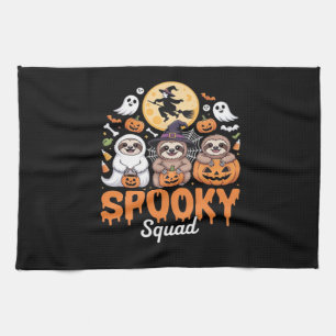 Spooky Halloween Witch Funny Horror Sloths Essenti Tea Towel