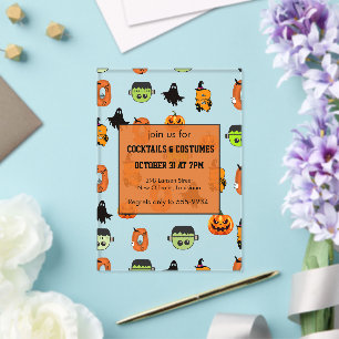 Spooky Halloween Witch, Haunted House, Moon Acrylic Invitations