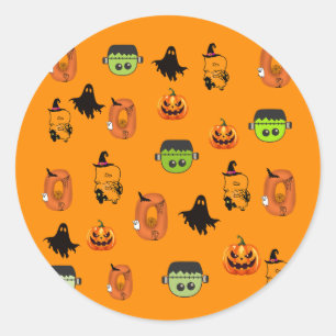 Spooky Halloween Witch, Haunted House, Moon Classic Round Sticker