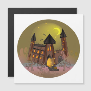 Spooky Halloween witch house and vampires castle 