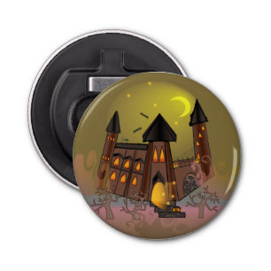 Spooky Halloween witch house and vampires castle Bottle Opener