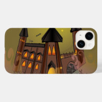 Spooky Halloween witch house and vampires castle 