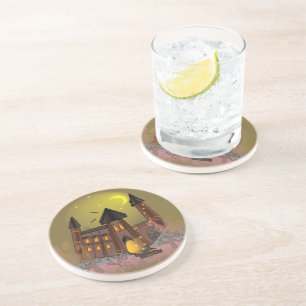 Spooky Halloween witch house and vampires castle Coaster