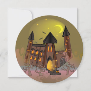 Spooky Halloween witch house and vampires castle  Invitation