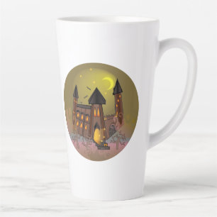 Spooky Halloween witch house and vampires castle Latte Mug