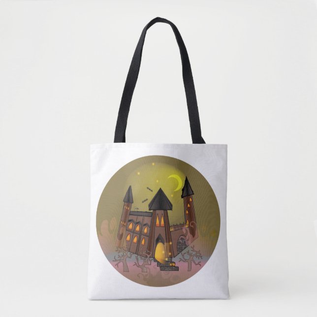 Spooky Halloween witch house and vampires castle  Tote Bag (Front)